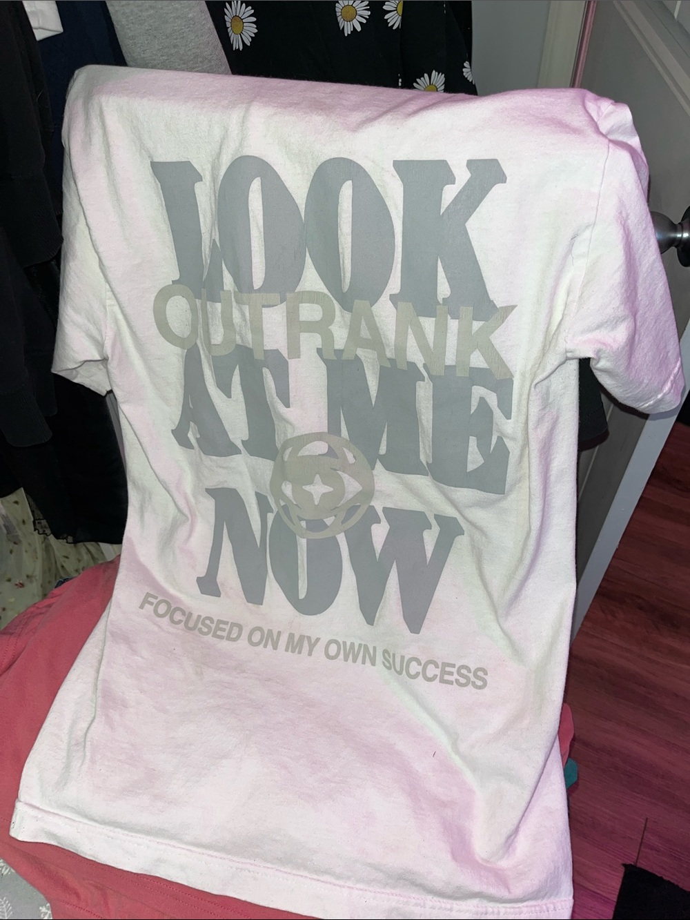 Kids Short Sleeve Graphic Tee in Light Pink - Motivational Back Print